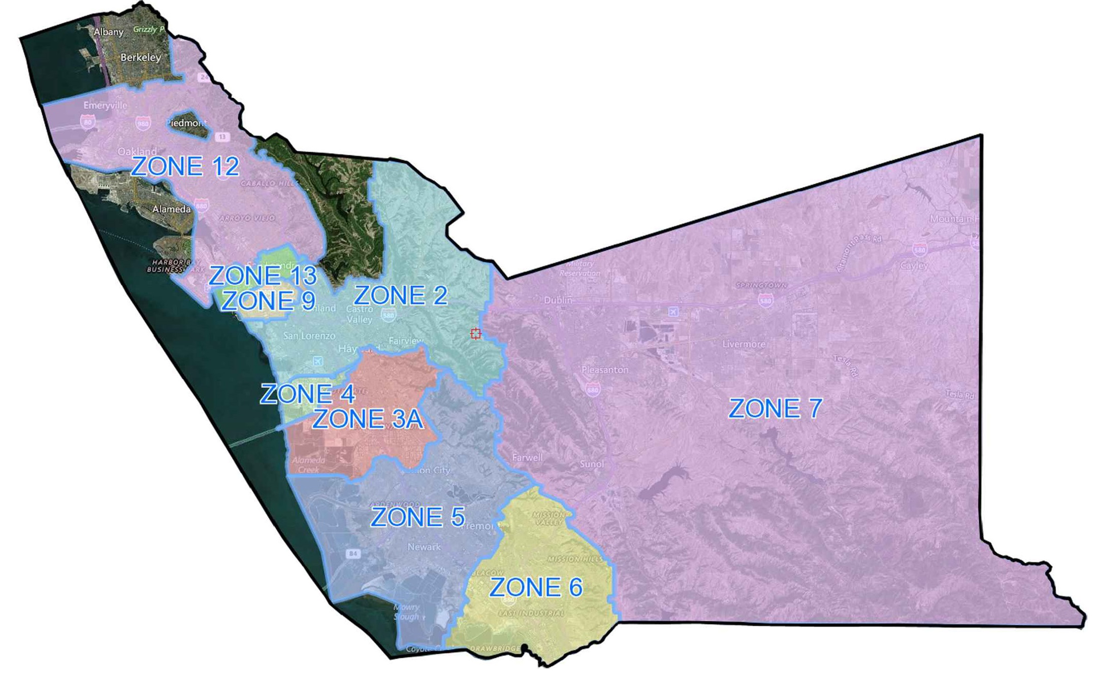 Flood Zone map of Alameda County displaying unincorporated area 