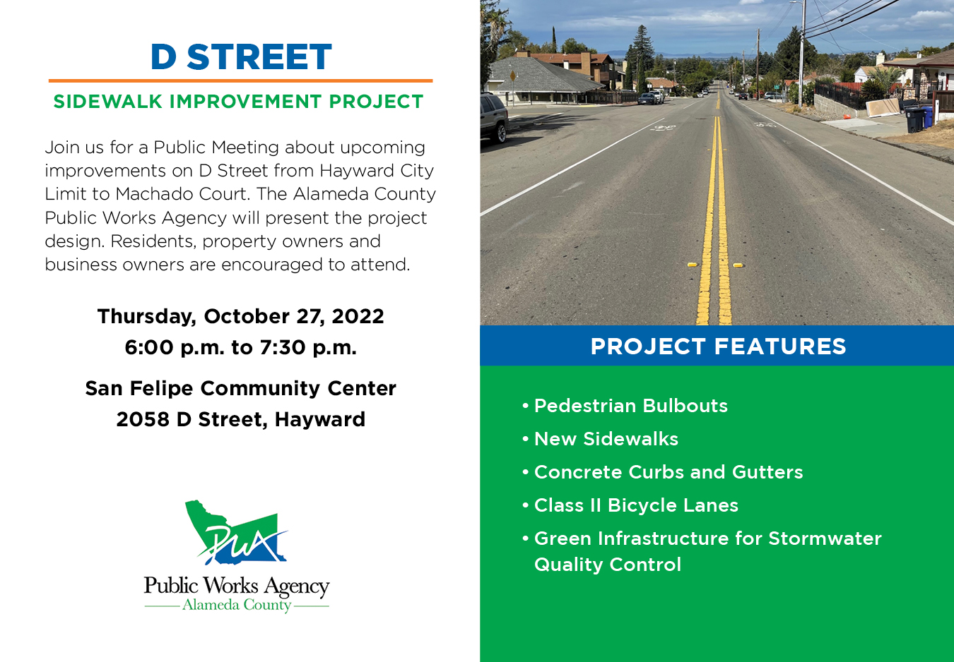 D Street Sidewalk Improvement Project meeting announcement