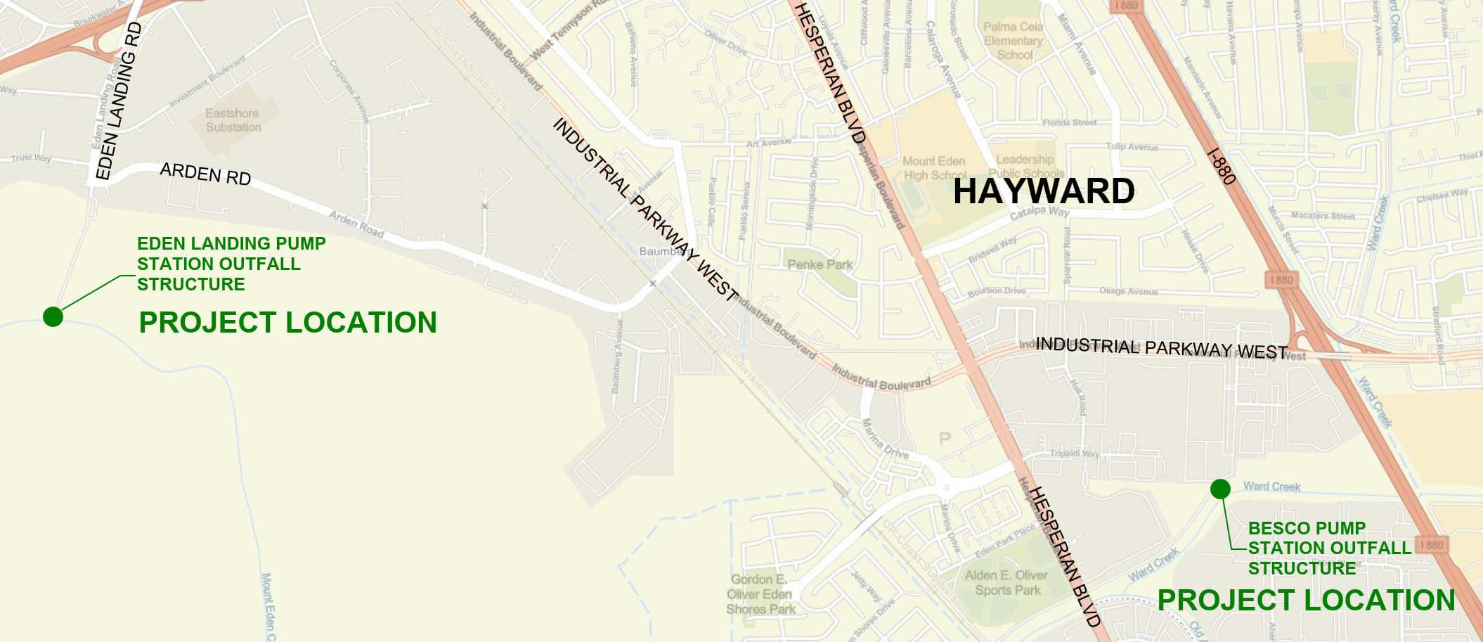 Besco and Eden Landing project location map