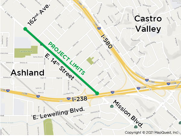 East 14th Street project location map
