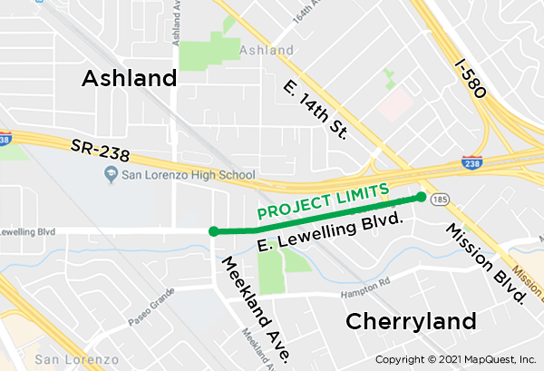 East Lewelling Boulevard project location map