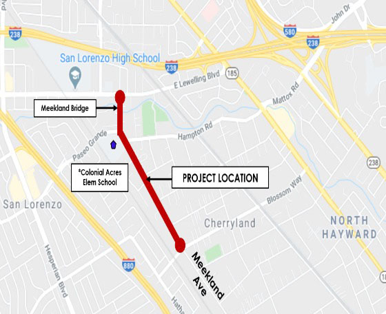 Meekland Avenue project location map