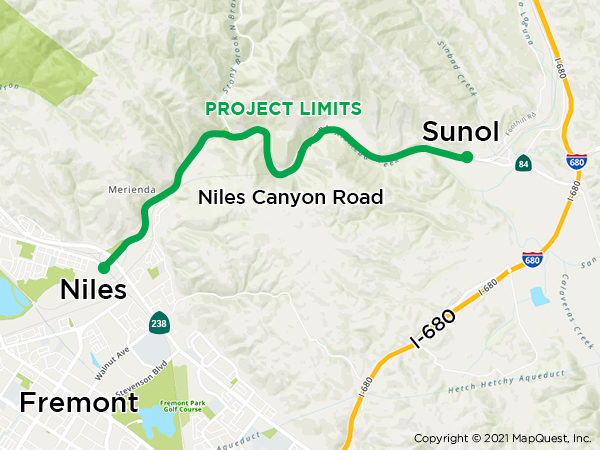 Niles Canyon Trail project location map